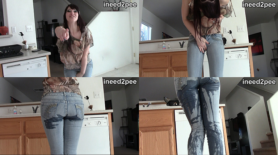 Brookelynne Briar pissing wetting her tight jeans