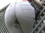 piss pee in overalls jeans 