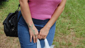 pissing piss in her jeans